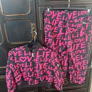 Bebe Sport polyester capri jogging pants with jacket.